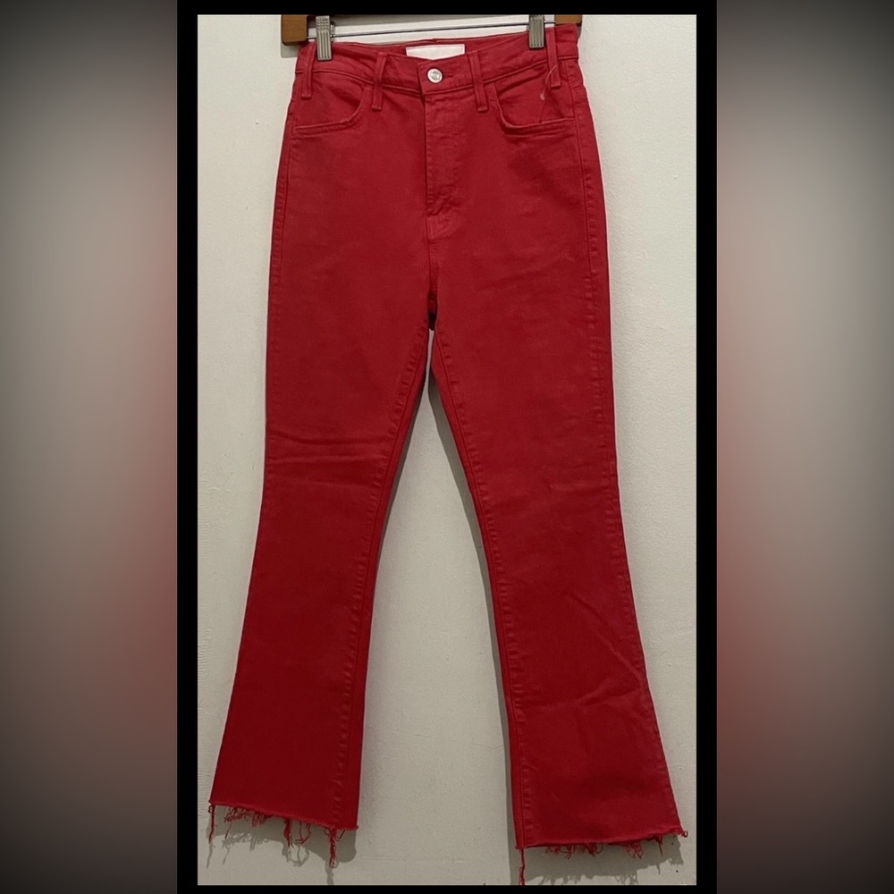 Mother Hustler Ankle Fray in Mars Red High Rise Bootcut Crop Jeans 25 NWT